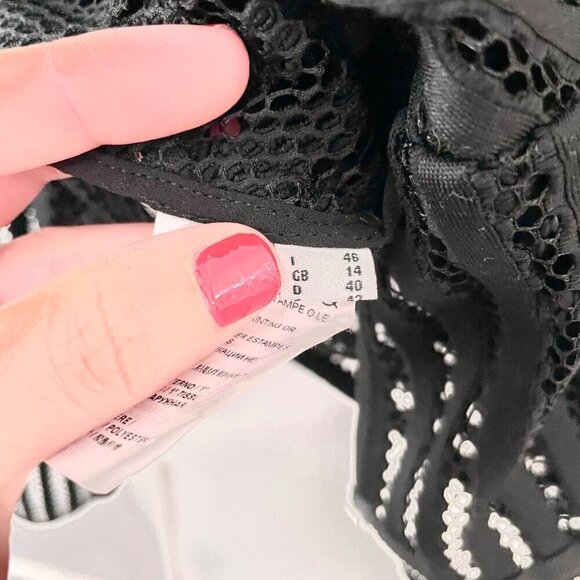 Pinko Guscio Blazer Black Rhinestone Size US 10 - Picture 4 of 8